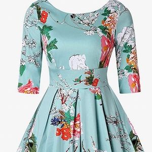 New. Mint floral dress. Cocktail, party, vintage look